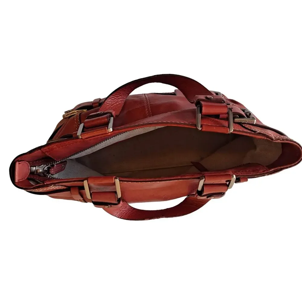 Michael Kors Womens Burnt Orange Leather Hobo Bag w Silver Hardware - Medium
